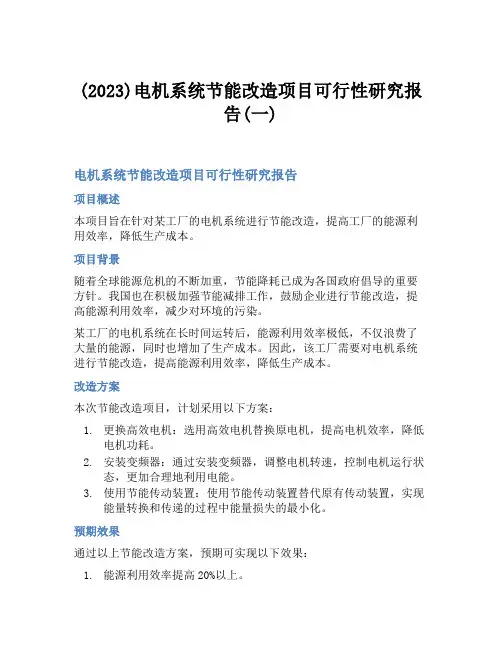 (2023)电机系统节能改造项目可行性研究报告(一)