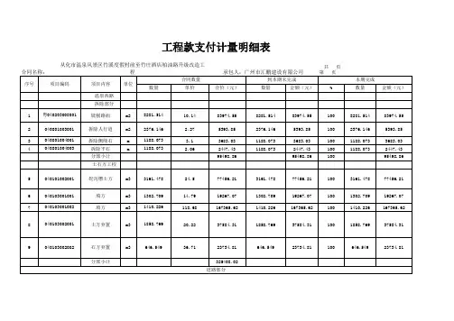 工程款支付计量明细表