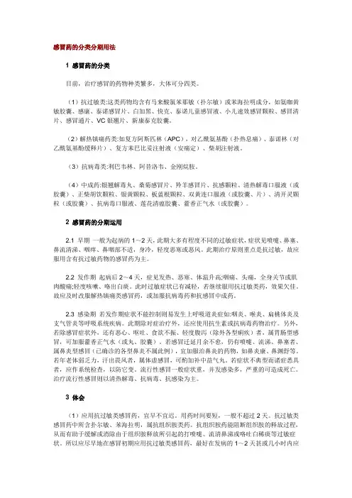 感冒药成分及其作用