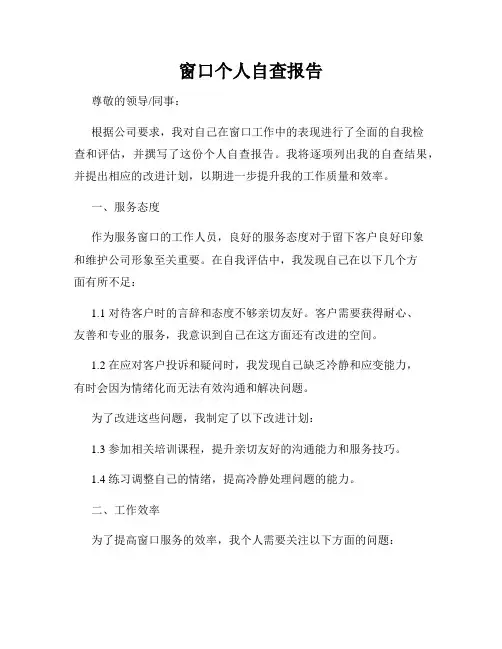 窗口个人自查报告