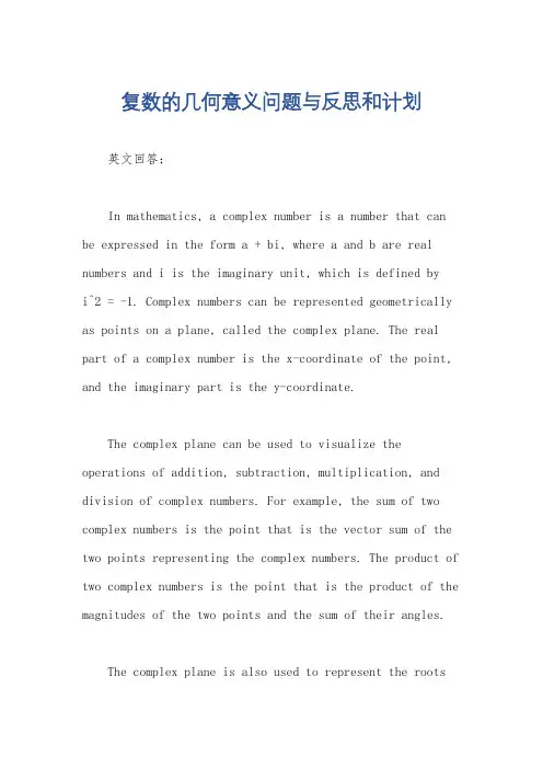 复数的几何意义问题与反思和计划
