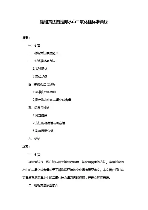 硅钼黄法测定海水中二氧化硅标准曲线