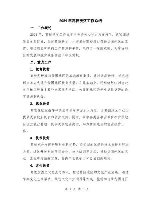 2024年高校扶贫工作总结