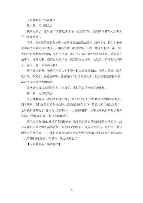 精选元旦联欢会二年级作文