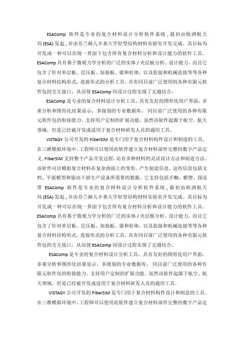 常用复合材料设计模拟软件特点汇总