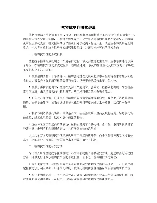 植物抗旱性研究进展