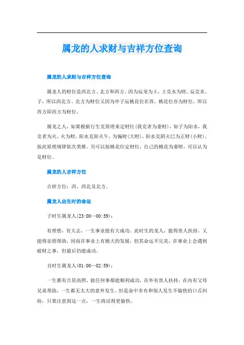 属龙的人求财与吉祥方位查询