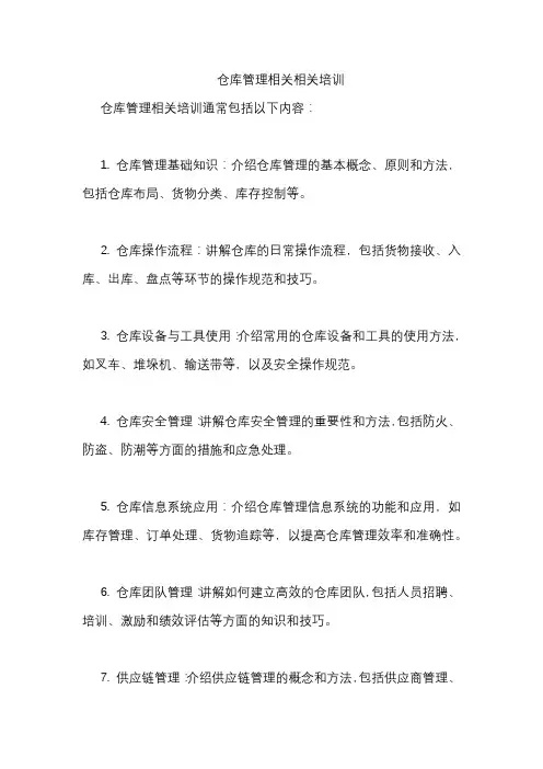仓库管理相关相关培训