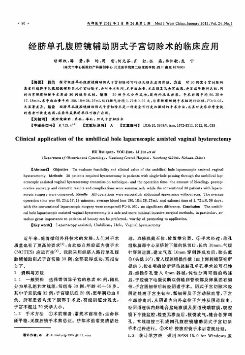 经脐单孔腹腔镜辅助阴式子宫切除术的临床应用
