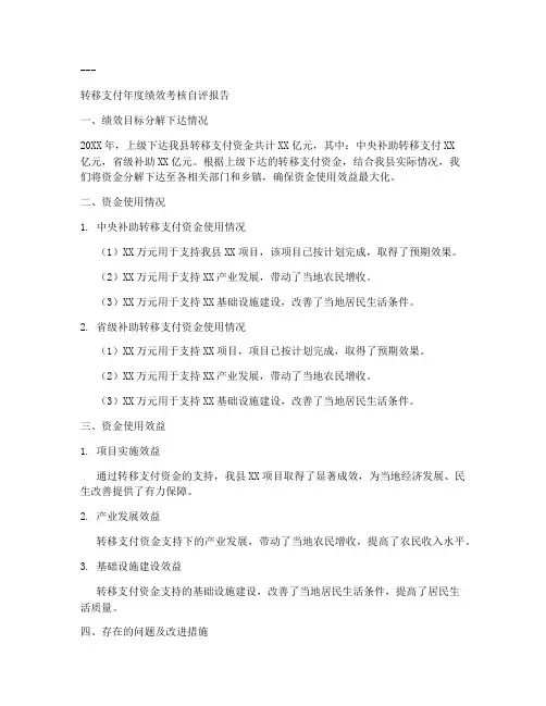 资金转移支付总结范文