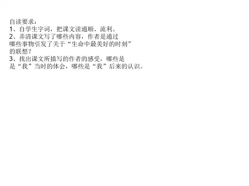 冀教版语文五年级上册《生命中最美好的时刻》课件3