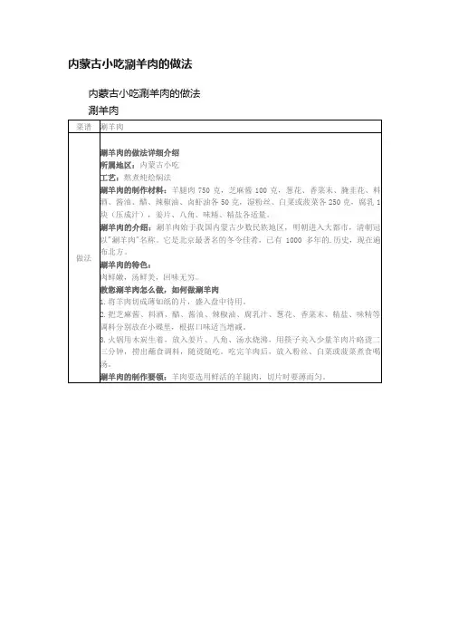 内蒙古小吃涮羊肉的做法