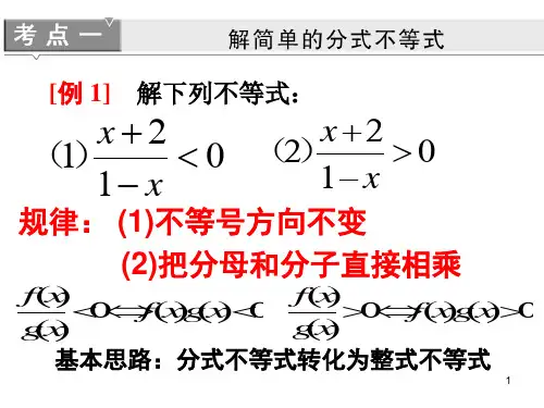 分式不等式和高次不等式的解法(课堂PPT)