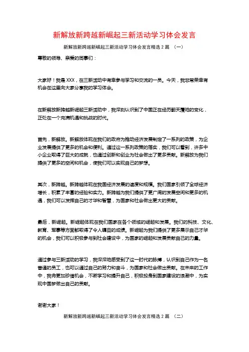 新解放新跨越新崛起三新活动学习体会发言2篇