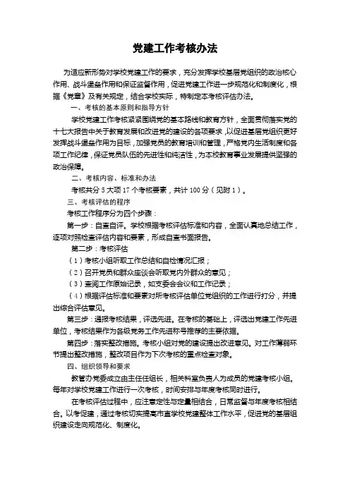 党建工作考核办法