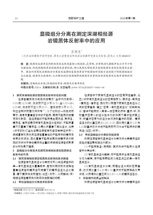 显微组分分离在测定深湖相烃源岩镜质体反射率中的应用