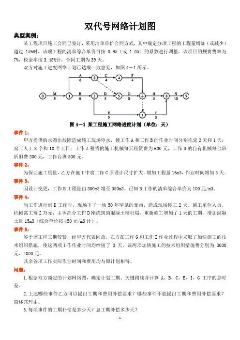 网络图计划案例计算