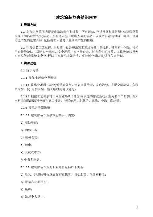 建筑涂装危害辨识内容