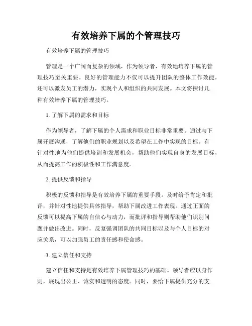 有效培养下属的个管理技巧