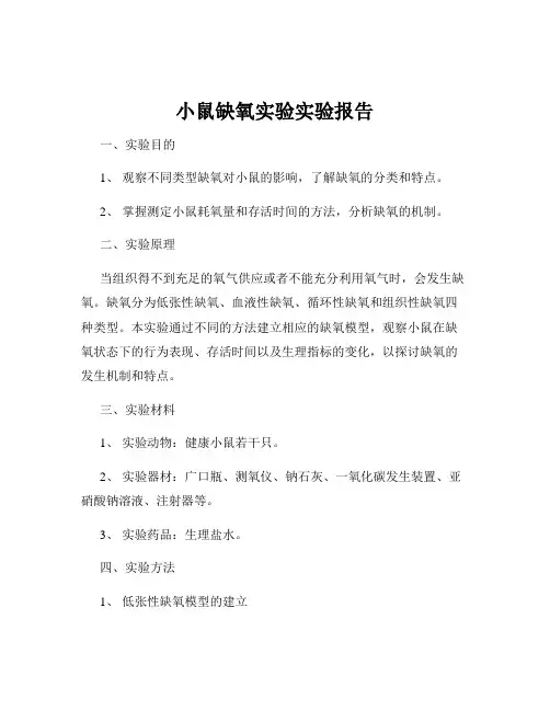 小鼠缺氧实验实验报告