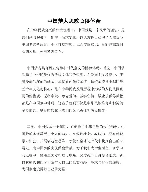中国梦大思政心得体会