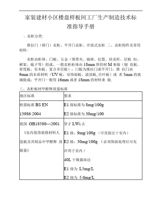 家装建材小区楼盘样板间定制整体衣柜工厂生产制造技术标准指导手册20页