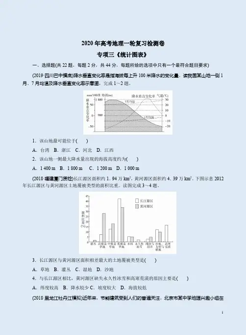 2020年高考地理一轮复习专项三《统计图表》检测卷附答案详析