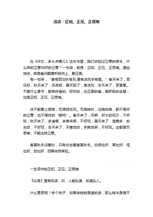 浅谈：正知、正见、正思维