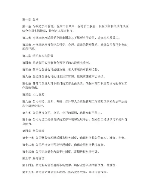 龙湖规章制度