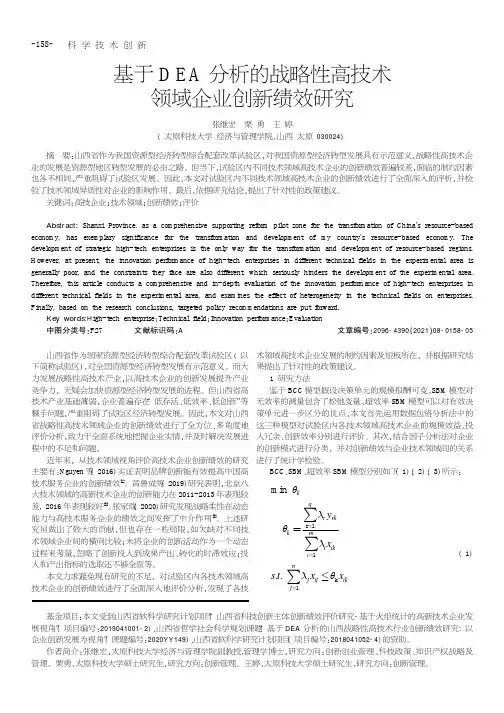 基于DEA分析的战略性高技术领域企业创新绩效研究