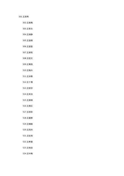 王姓女孩名字100个