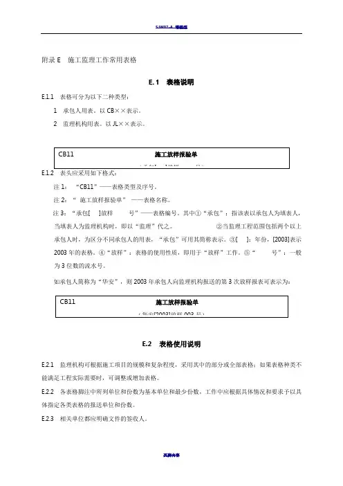 SL 288-2014 水利工程施工监理规范  全套表格