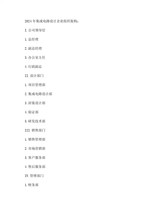 2024年集成电路设计企业组织架构和部门职能