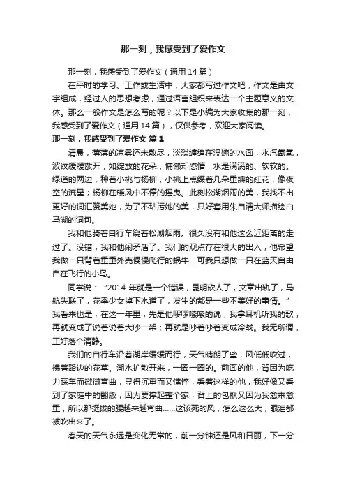 那一刻，我感受到了爱作文