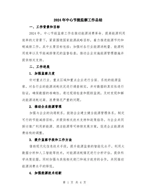 2024年中心节能监察工作总结