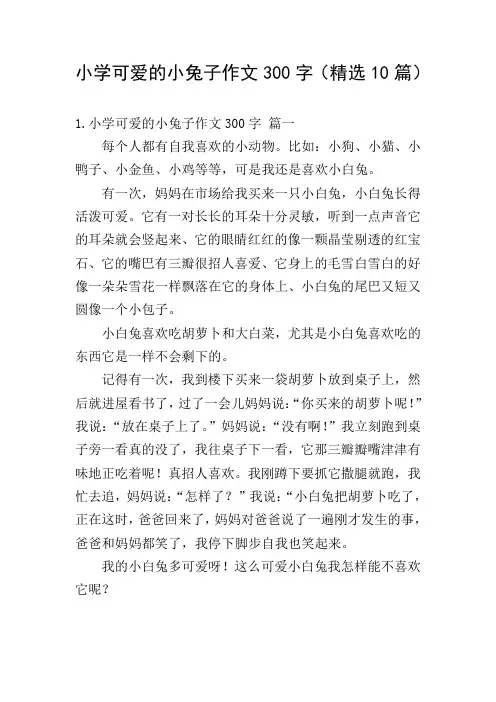 小学可爱的小兔子作文300字(精选10篇)
