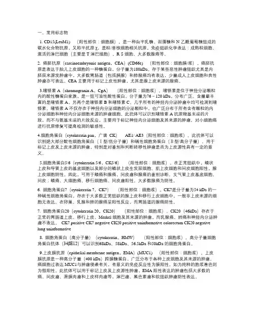 免疫组化常用标记物