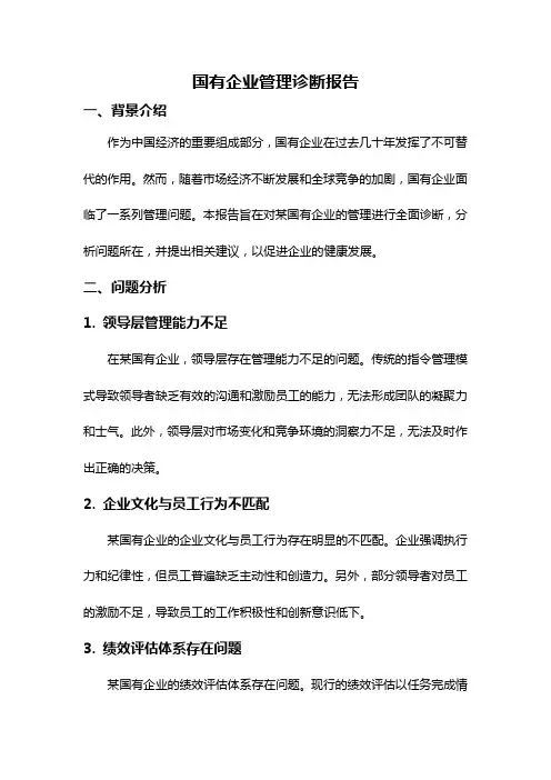 国有企业管理诊断报告