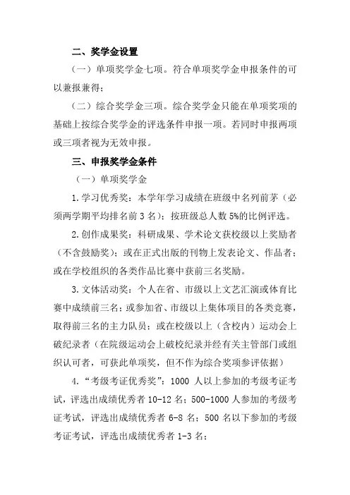 校内奖学金要求