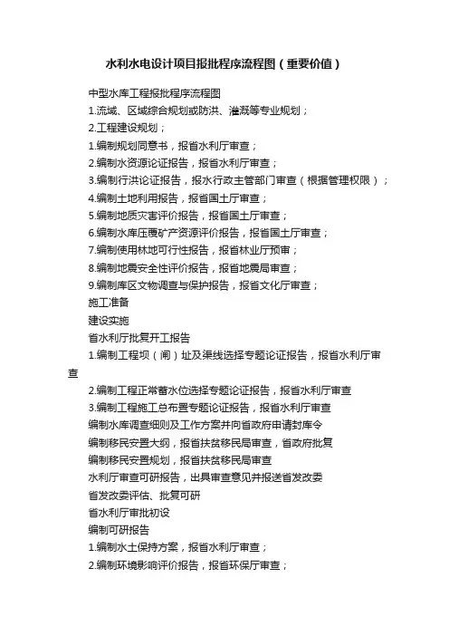 水利水电设计项目报批程序流程图（重要价值）