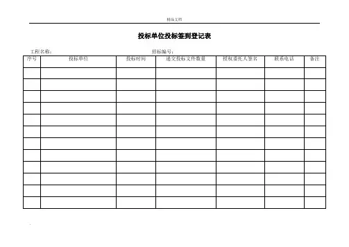 开标、评标相关表格