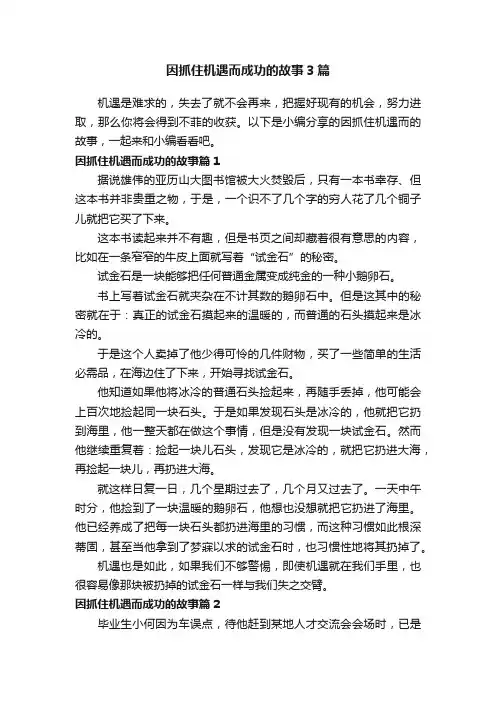 因抓住机遇而成功的故事3篇