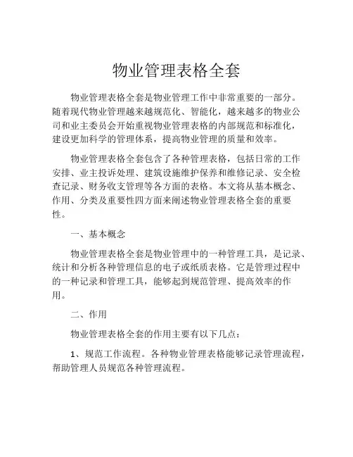物业管理表格全套