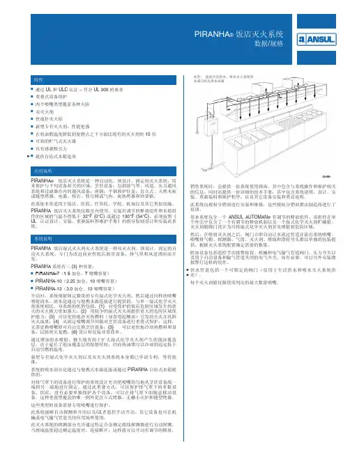 Ansul Piranha cutsheet -ch厨房灭火系统