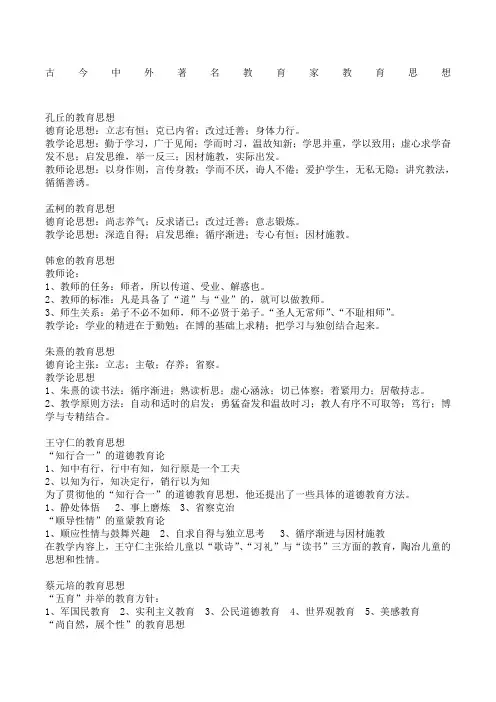 中外著名教育家教育思想
