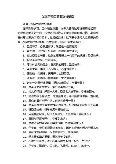 圣诞节搞笑的简短祝福语