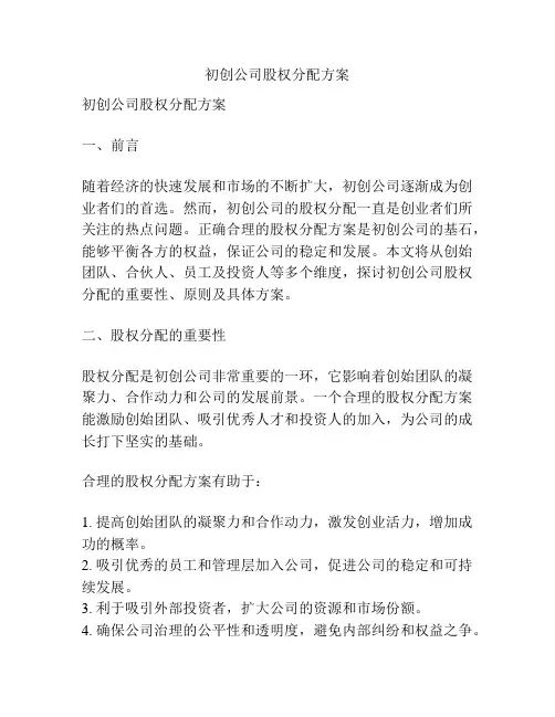 初创公司股权分配方案