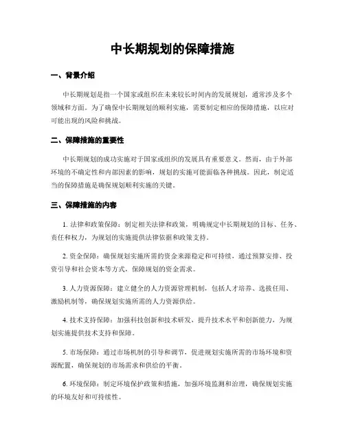 中长期规划的保障措施