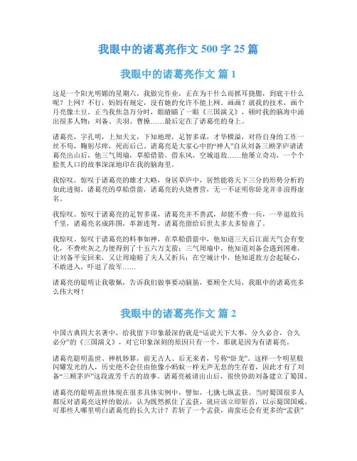 我眼中的诸葛亮作文500字25篇