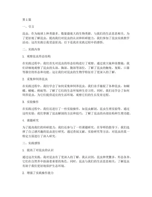 昆虫实践教学感悟(3篇)